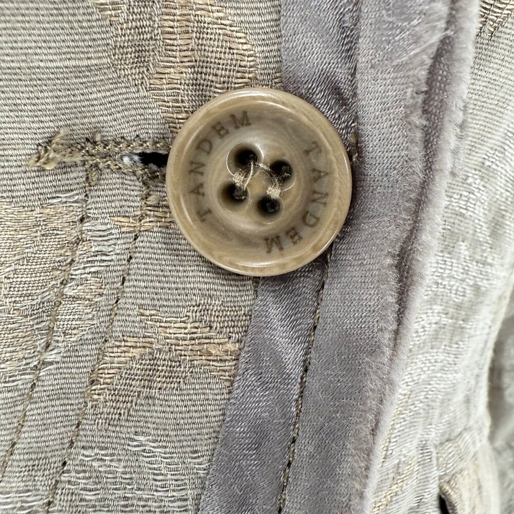 Tandem Womens Beige Floral Patterned Linen-Blend Blazer Jacket Size 34 - Picture 7 of 13